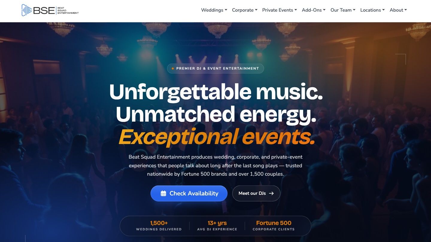 Beat Squad Entertainment website homepage