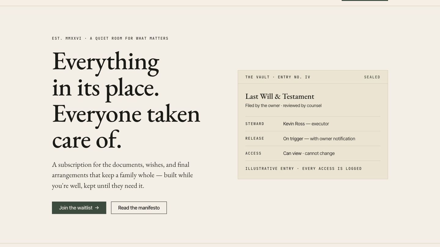 Vestry website homepage
