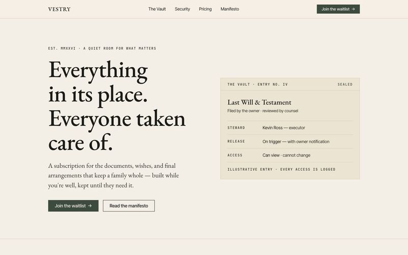 Vestry website homepage
